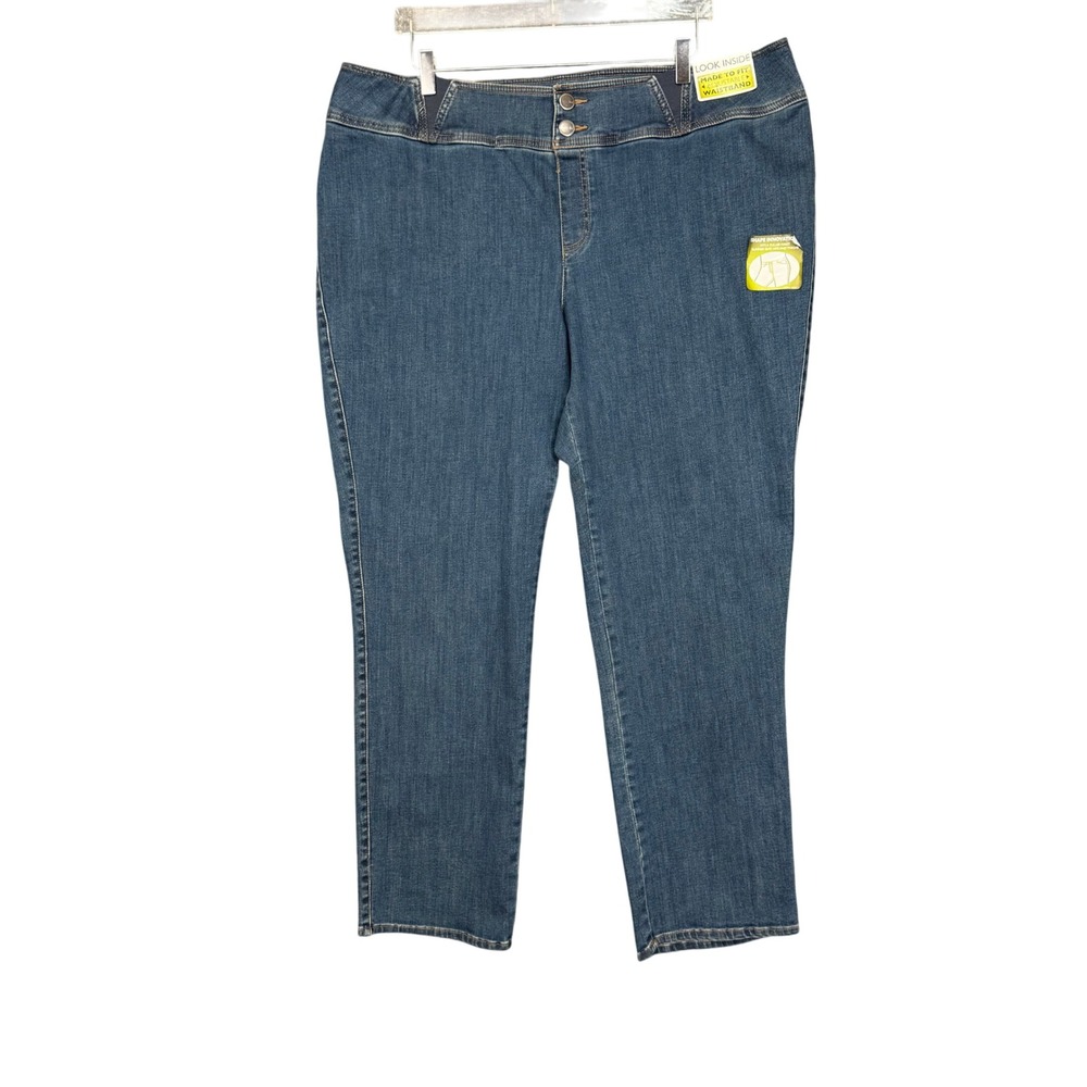 Lee Jeans Womens‎ 24W Blue Natural Fit Straight Adjustable Waistband Denim NWT